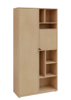 KSR6-83 L skříň šatní, 1x výsuvné ramínko, dvířka, niky, 2053x1022x400 mm, provedení levé, bříza svě